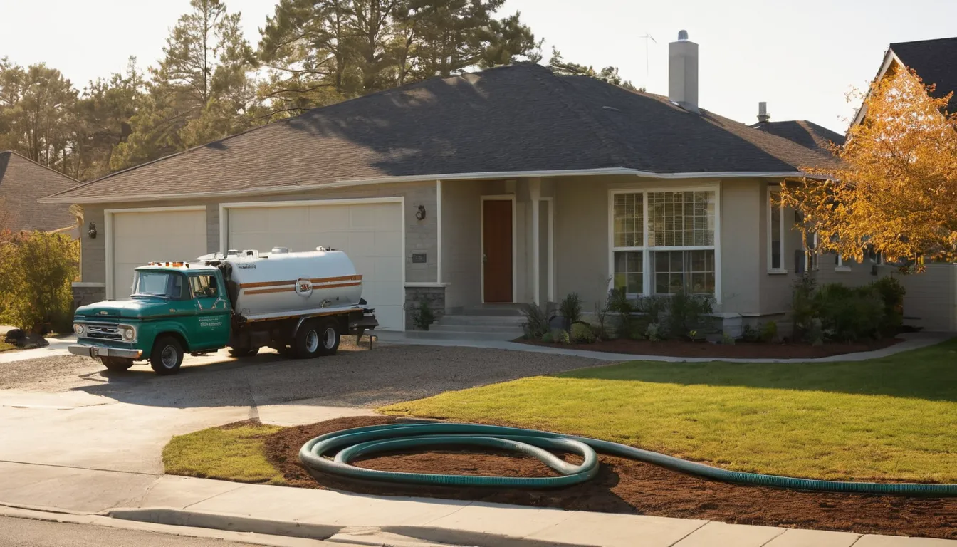 Septic pumping truck serving a home in the Danville area